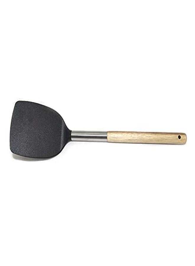 INKULTURE Silicone Turner Spatula with Strong Silicone Covering Head and Stay-Cool Wooden Handle | Random Color | 01 Pcs - Image 1